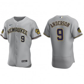 Men's Milwaukee Brewers Brian Anderson Gray Authentic Road Jersey