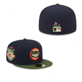 Chicago Cubs Cooperstown Collection Sprouted 59FIFTY Fitted Hat Navy