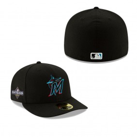 Men's Miami Marlins Black 2023 Postseason Low Profile 59FIFTY Fitted Hat