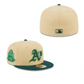 Men's Oakland Athletics Cream Green MLB NWE Illusion 59FIFTY Fitted Hat