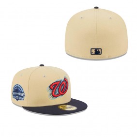 Men's Washington Nationals Cream Navy MLB NWE Illusion 59FIFTY Fitted Hat