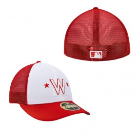 Men's Washington Nationals White Red 2023 On-Field Batting Practice Low Profile 59FIFTY Fitted Hat