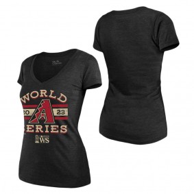 Women's Arizona Diamondbacks Majestic Threads Black 2023 World Series Contact Tri-Blend V-Neck T-Shirt